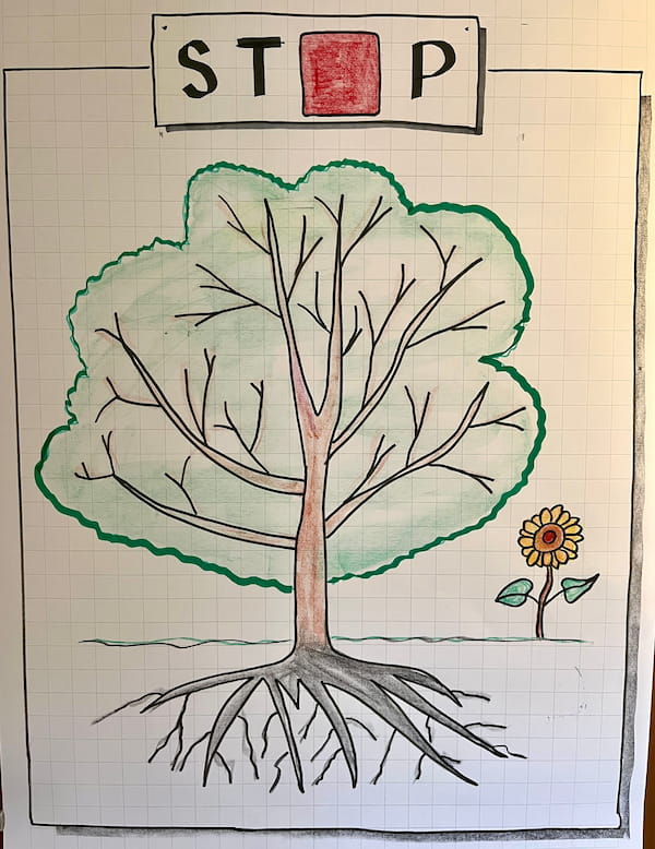 Workshop flipchart showing roots and foundation concept by Manuel Hauff